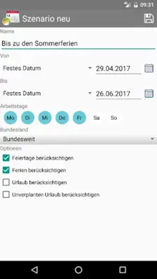 Arbeitstage android App screenshot 1